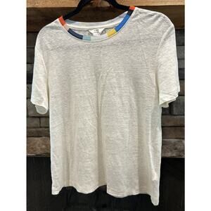 Women’s Splendid x Margherita Beige Linen Short Sleeve Shirt Size S *A7